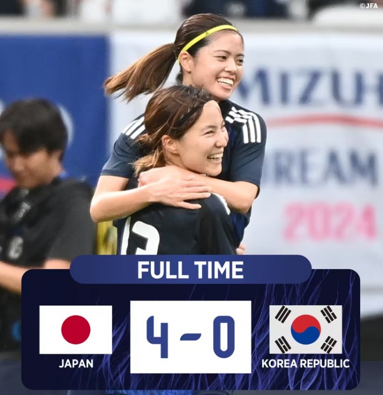 友谊赛-双方主力尽出，日本女足4-0横扫韩国